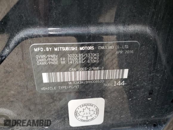 ✅ 2017 Mitsubishi Mirage ES • VIN: ML32A3HJ3HH008520 • Lot: 86532555. Listed on Copart with 158,350 mi. Free auction sales archive from the USA and detailed vehicle history report at DreamBid. Image 12.