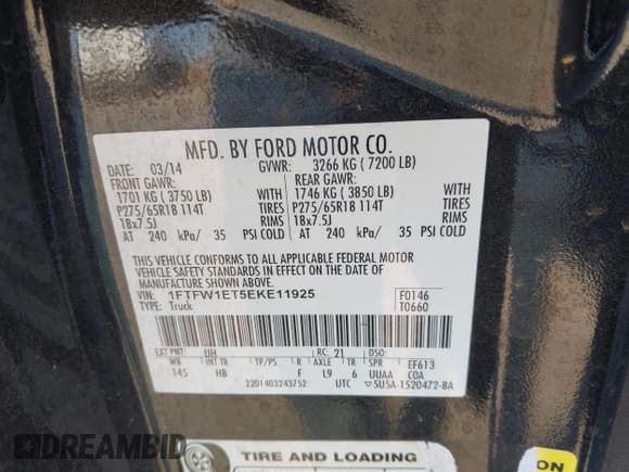 ✅ 2014 Ford F-150 XL • VIN: 1FTFW1ET5EKE11925 • Lot: 43722597. Wystawiony na IAAI z przebiegiem 186 617 mil. Bezpłatny archiwum sprzedaży aukcyjnych z USA i szczegółowy raport historii pojazdu na DreamBid. Zdjęcie 9.