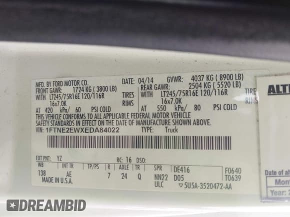 ✅ 2014 Ford Econoline Cargo Commercial • VIN: 1FTNE2EWXEDA84022 • Lot: 42886331. Listed on IAAI with 131,357 mi. Free auction sales archive from the USA and detailed vehicle history report at DreamBid. Image 9.