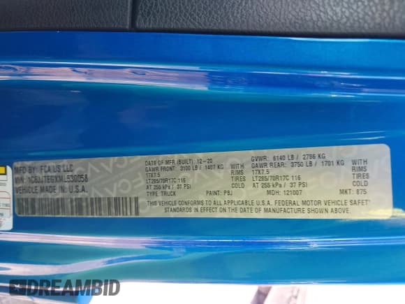 ✅ 2021 Jeep Gladiator Mojave • VIN: 1C6JJTEGXML530058 • Лот: 42803720. Опубликован ранее на IAAI с пробегом 112 237 миль. Бесплатный доступ к архиву аукционных продаж из США и подробный отчёт об истории автомобиля на DreamBid. Изображение 9.