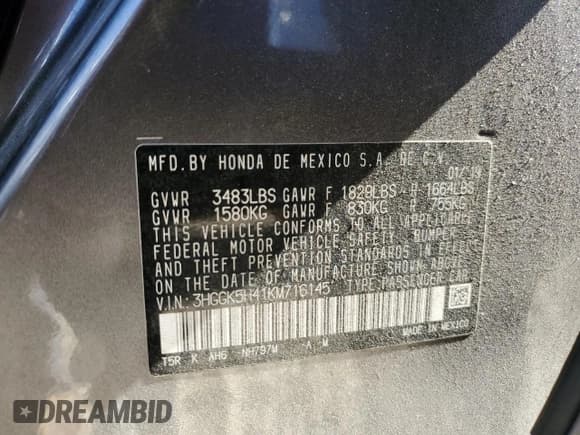 ✅ 2019 Honda Fit LX • VIN: 3HGGK5H41KM716145 • Лот: 71237605. Опубликован ранее на Copart с пробегом 46 940 миль. Бесплатный доступ к архиву аукционных продаж из США и подробный отчёт об истории автомобиля на DreamBid. Изображение 12.