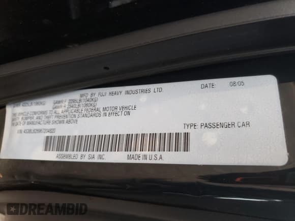 ✅ 2006 Subaru Legacy Special • VIN: 4S3BL626967204820 • Lot: 90286945. Listed on Copart with 73,734 mi. Free auction sales archive from the USA and detailed vehicle history report at DreamBid. Image 12.