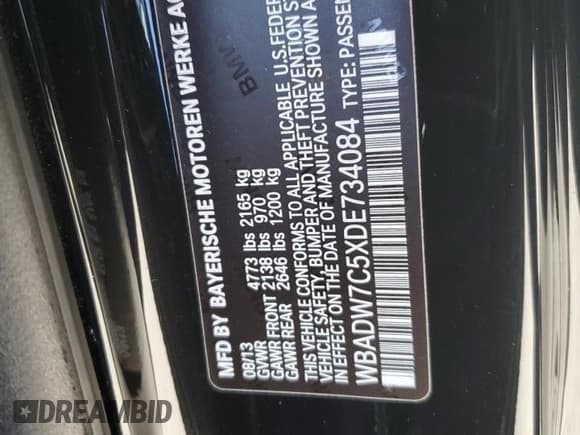 ✅ 2013 BMW 3 Series 328i • VIN: WBADW7C5XDE734084 • Лот: 68928545. Опубликован ранее на Copart с пробегом 52 607 миль. Бесплатный доступ к архиву аукционных продаж из США и подробный отчёт об истории автомобиля на DreamBid. Изображение 12.