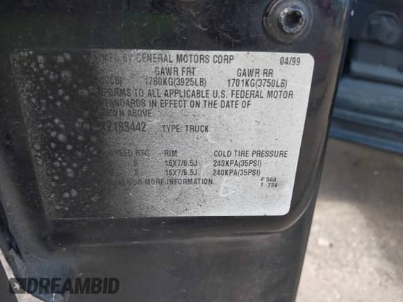 1999 Chevrolet Silverado 1500 LS with VIN 1GCEK19V9XZ183442, listed as a IAAI auction lot 43222014 with Not provided miles and . Bid and sale history available at DreamBid. Image 9.