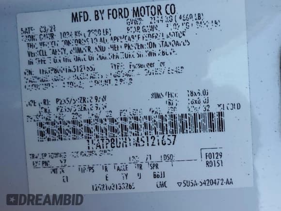 ✅ 2021 Ford Mustang EcoBoost • VIN: 1FATP8UH1M5121657 • Lot: 90483875. Wystawiony na Copart z przebiegiem 68 953 mil. Bezpłatny archiwum sprzedaży aukcyjnych z USA i szczegółowy raport historii pojazdu na DreamBid. Zdjęcie 12.