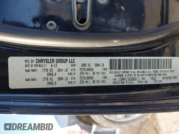 ✅ 2013 Ram 1500 Outdoorsman • VIN: 1C6RR7LT6DS683111 • Lot: 41413038. Listed on IAAI with 196,498 mi. Free auction sales archive from the USA and detailed vehicle history report at DreamBid. Image 9.