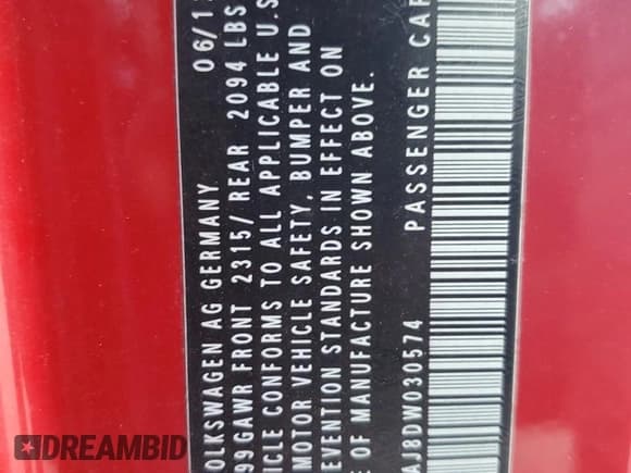 ✅ 2013 Volkswagen Golf GTI • VIN: WVWFD7AJ8DW030574 • Lot: 71099115. Listed on Copart with 72,314 mi. Free auction sales archive from the USA and detailed vehicle history report at DreamBid. Image 12.