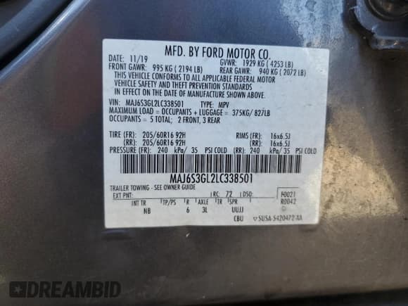 ✅ 2020 Ford EcoSport SE • VIN: MAJ6S3GL2LC338501 • Lot: 85590165. Wystawiony na Copart z przebiegiem 103 366 mil. Bezpłatny archiwum sprzedaży aukcyjnych z USA i szczegółowy raport historii pojazdu na DreamBid. Zdjęcie 12.