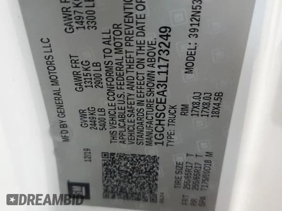 ✅ 2020 Chevrolet Colorado 2WD LT • VIN: 1GCHSCEA3L1173249 • Lot: 93367585. Listed on Copart with 94,784 mi. Free auction sales archive from the USA and detailed vehicle history report at DreamBid. Image 12.