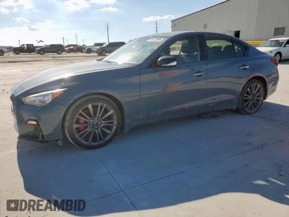 ✅ 2023 Infiniti Q50 Red Sport 400 • VIN: JN1FV7DP3PM570513 • Lot: 64475995. Listed on Copart with 21,765 mi. Free auction sales archive from the USA and detailed vehicle history report at DreamBid. Image 1.