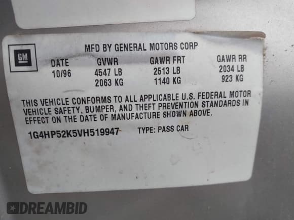 ✅ 1997 Buick LeSabre Custom • VIN: 1G4HP52K5VH519947 • Lot: 43391255. Wystawiony na IAAI z przebiegiem 220 247 mil. Bezpłatny archiwum sprzedaży aukcyjnych z USA i szczegółowy raport historii pojazdu na DreamBid. Zdjęcie 9.