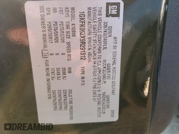 ✅ 2009 GMC Yukon XL • VIN: 1GKFK062X9R291312 • Lot: 65987495. Wystawiony na Copart z przebiegiem 248 249 mil. Bezpłatny archiwum sprzedaży aukcyjnych z USA i szczegółowy raport historii pojazdu na DreamBid. Zdjęcie 14.