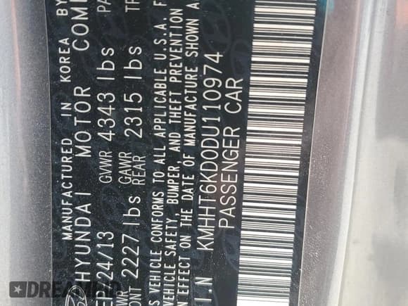 ✅ 2013 Hyundai Genesis Coupe 2.0T • VIN: KMHHT6KD0DU110974 • Lot: 69904425. Wystawiony na Copart z przebiegiem 87 839 mil. Bezpłatny archiwum sprzedaży aukcyjnych z USA i szczegółowy raport historii pojazdu na DreamBid. Zdjęcie 13.