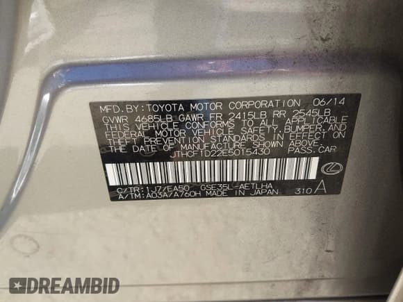 ✅ 2014 Lexus IS 250 • VIN: JTHCF1D22E5015430 • Lot: 43591053. Wystawiony na IAAI z przebiegiem 111 242 mil. Bezpłatny archiwum sprzedaży aukcyjnych z USA i szczegółowy raport historii pojazdu na DreamBid. Zdjęcie 9.