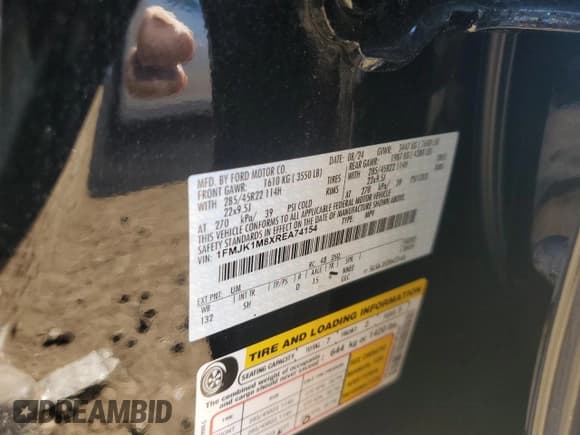 ✅ 2024 Ford Expedition Max Platinum • VIN: 1FMJK1M8XREA74154 • Lot: 65071315. Listed on Copart with 2,414 mi. Free auction sales archive from the USA and detailed vehicle history report at DreamBid. Image 14.