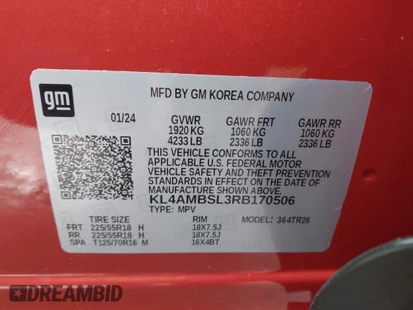 ✅ 2024 Buick Encore GX Preferred • VIN: KL4AMBSL3RB170506 • Lot: 41906083. Listed on IAAI with 2,147 mi. Free auction sales archive from the USA and detailed vehicle history report at DreamBid. Image 9.