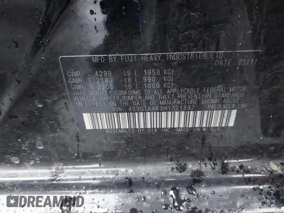 ✅ 2017 Subaru Impreza • VIN: 4S3GTAA63H1721837 • Lot: 41544615. Listed on IAAI with 75,287 mi. Free auction sales archive from the USA and detailed vehicle history report at DreamBid. Image 9.