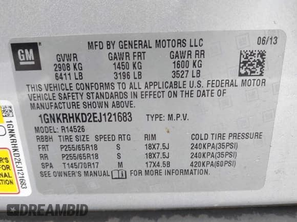 ✅ 2014 Chevrolet Traverse LT • VIN: 1GNKRHKD2EJ121683 • Lot: 43782251. Listed on IAAI with 167,147 mi. Free auction sales archive from the USA and detailed vehicle history report at DreamBid. Image 9.