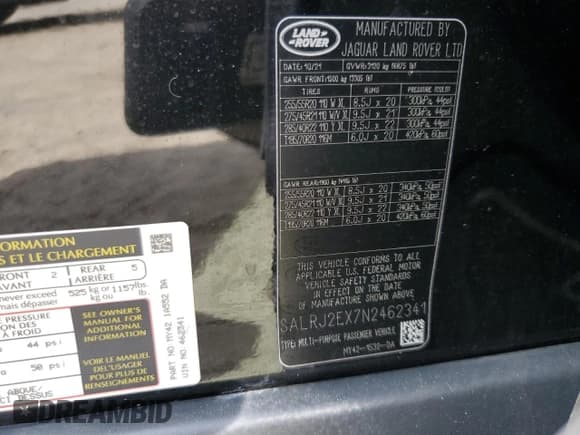 ✅ 2022 Land Rover Discovery S • VIN: SALRJ2EX7N2462341 • Лот: 82066205. Опубликован ранее на Copart с пробегом 27 923 миль. Бесплатный доступ к архиву аукционных продаж из США и подробный отчёт об истории автомобиля на DreamBid. Изображение 14.