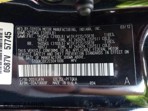 ✅ 2012 Toyota Sienna XLE • VIN: 5TDDK3DC2CS041006 • Lot: 43091188. Listed on IAAI with 178,385 mi. Free auction sales archive from the USA and detailed vehicle history report at DreamBid. Image 9.