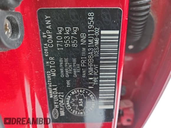 ✅ 2021 Hyundai Venue SE • VIN: KMHRB8A31MU119548 • Lot: 88139385. Listed on Copart with 70,780 mi. Free auction sales archive from the USA and detailed vehicle history report at DreamBid. Image 12.