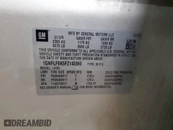 2015 Chevrolet Equinox LT z VIN 1GNFLFEK5FZ143360, wystawiony jako Copart lot #80141705 z przebiegiem 143 657 mil mil oraz Szkoda całkowita • Salvage title. Historia ofert i sprzedaży dostępna na DreamBid. Obrazek 13.