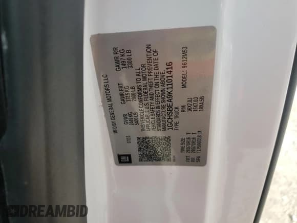 ✅ 2019 Chevrolet Colorado 2WD Work Truck • VIN: 1GCHSBEA9K1101416 • Lot: 85882715. Wystawiony na Copart z przebiegiem 48 614 mil. Bezpłatny archiwum sprzedaży aukcyjnych z USA i szczegółowy raport historii pojazdu na DreamBid. Zdjęcie 12.