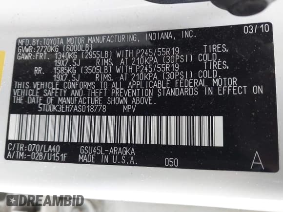 ✅ 2010 Toyota Highlander Limited • VIN: 5TDDK3EH7AS018778 • Лот: 43772370. Опубликован ранее на IAAI с пробегом 111 103 миль. Бесплатный доступ к архиву аукционных продаж из США и подробный отчёт об истории автомобиля на DreamBid. Изображение 9.