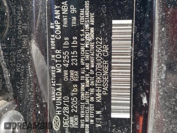 ✅ 2011 Hyundai Genesis Coupe • VIN: KMHHT6KD7BU056022 • Lot: 53158125. Wystawiony na Copart z przebiegiem Nie podano. Bezpłatny archiwum sprzedaży aukcyjnych z USA i szczegółowy raport historii pojazdu na DreamBid. Zdjęcie 12.