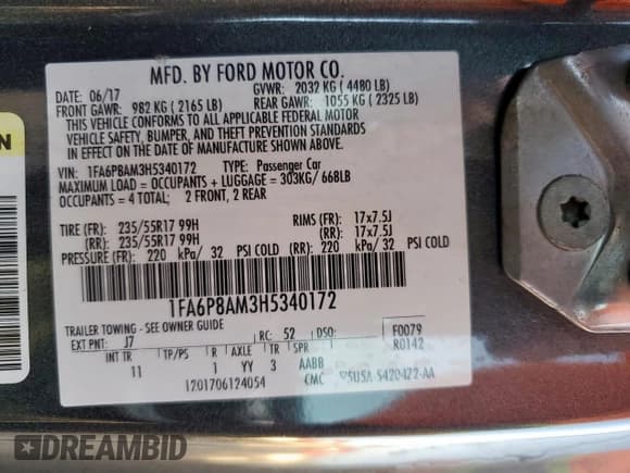 ✅ 2017 Ford Mustang V6 • VIN: 1FA6P8AM3H5340172 • Lot: 58873745. Listed on Copart with 142,558 mi. Free auction sales archive from the USA and detailed vehicle history report at DreamBid. Image 13.