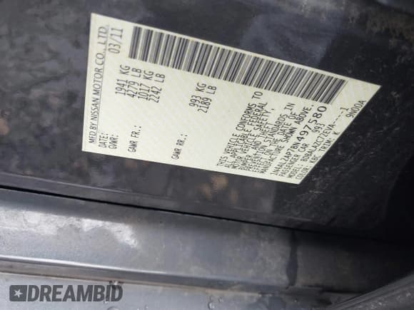 ✅ 2011 Nissan Altima S • VIN: 1N4AL2AP7BN497580 • Лот: 42245999. Опубликован ранее на IAAI с пробегом Не указан. Бесплатный доступ к архиву аукционных продаж из США и подробный отчёт об истории автомобиля на DreamBid. Изображение 9.