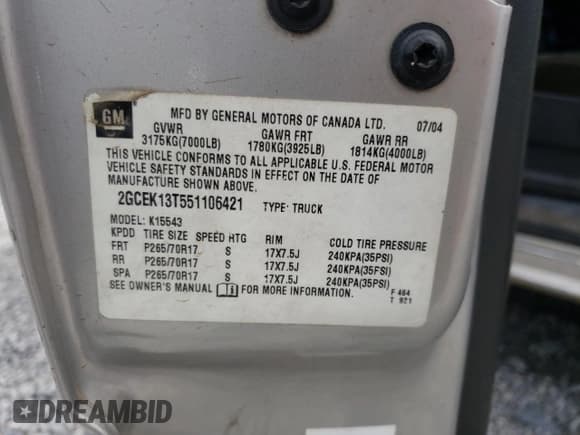 ✅ 2005 Chevrolet Silverado 1500 LS • VIN: 2GCEK13T551106421 • Лот: 64814814. Опубликован ранее на Copart с пробегом 165 282 миль. Бесплатный доступ к архиву аукционных продаж из США и подробный отчёт об истории автомобиля на DreamBid. Изображение 14.