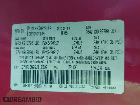 ✅ 2006 Dodge 1500 SLT • VIN: 1D7HA18N06J116507 • Лот: 43494535. Опубликован ранее на IAAI с пробегом 191 845 миль. Бесплатный доступ к архиву аукционных продаж из США и подробный отчёт об истории автомобиля на DreamBid. Изображение 9.