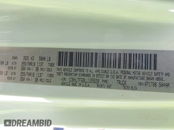 ✅ 2020 Jeep Gladiator Overland • VIN: 1C6HJTFG9LL125529 • Lot: 41196716. Wystawiony na IAAI z przebiegiem 79 029 mil. Bezpłatny archiwum sprzedaży aukcyjnych z USA i szczegółowy raport historii pojazdu na DreamBid. Zdjęcie 9.