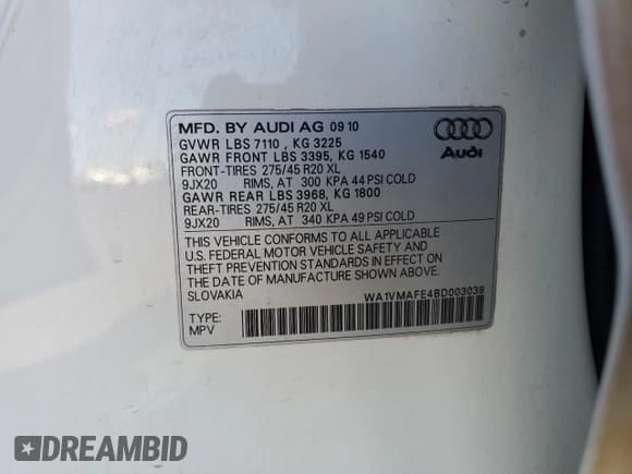 ✅ 2011 Audi Q7 Prestige • VIN: WA1VMAFE4BD003038 • Lot: 84729105. Listed on Copart with 163,453 mi. Free auction sales archive from the USA and detailed vehicle history report at DreamBid. Image 13.