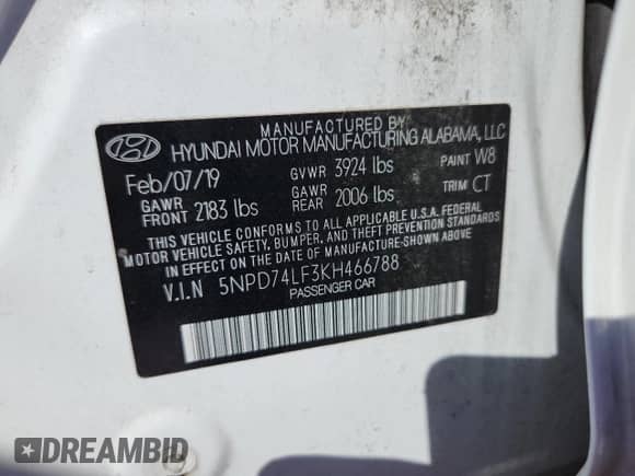 2019 Hyundai Elantra SE z VIN 5NPD74LF3KH466788, wystawiony jako Copart lot #86709055 z przebiegiem 117 860 mil mil oraz Szkoda całkowita • Salvage title. Historia ofert i sprzedaży dostępna na DreamBid. Obrazek 12.