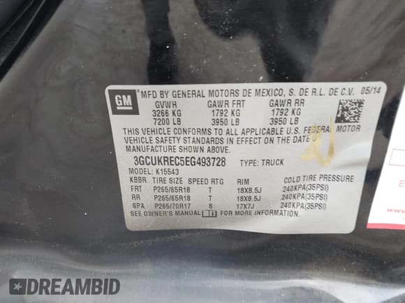 ✅ 2014 Chevrolet Silverado 1500 LT • VIN: 3GCUKREC5EG493728 • Lot: 41710490. Wystawiony na IAAI z przebiegiem 243 509 mil. Bezpłatny archiwum sprzedaży aukcyjnych z USA i szczegółowy raport historii pojazdu na DreamBid. Zdjęcie 9.