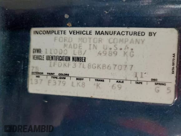 ✅ 1986 Ford F-350 • VIN: 1FDKF37L8GKB67077 • Lot: 96053525. Listed on Copart with 27,279 mi. Free auction sales archive from the USA and detailed vehicle history report at DreamBid. Image 12.