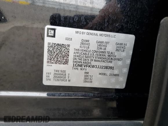 ✅ 2018 Chevrolet Traverse LS • VIN: 1GNEVFKW3JJ238391 • Lot: 67797394. Wystawiony na Copart z przebiegiem 58 194 mil. Bezpłatny archiwum sprzedaży aukcyjnych z USA i szczegółowy raport historii pojazdu na DreamBid. Zdjęcie 16.