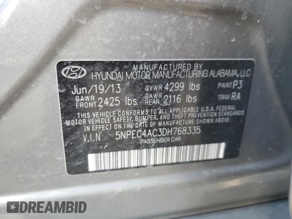 ✅ 2013 Hyundai Sonata SE • VIN: 5NPEC4AC3DH768335 • Лот: 90243145. Опубликован ранее на Copart с пробегом 131 241 миль. Бесплатный доступ к архиву аукционных продаж из США и подробный отчёт об истории автомобиля на DreamBid. Изображение 12.