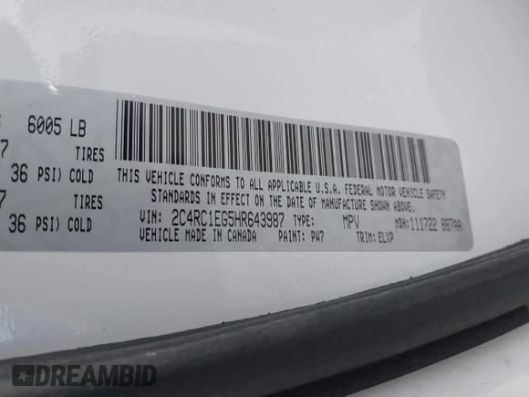 ✅ 2017 Chrysler Pacifica Touring L Plus • VIN: 2C4RC1EG5HR643987 • Lot: 43177799. Wystawiony na IAAI z przebiegiem 97 617 mil. Bezpłatny archiwum sprzedaży aukcyjnych z USA i szczegółowy raport historii pojazdu na DreamBid. Zdjęcie 9.