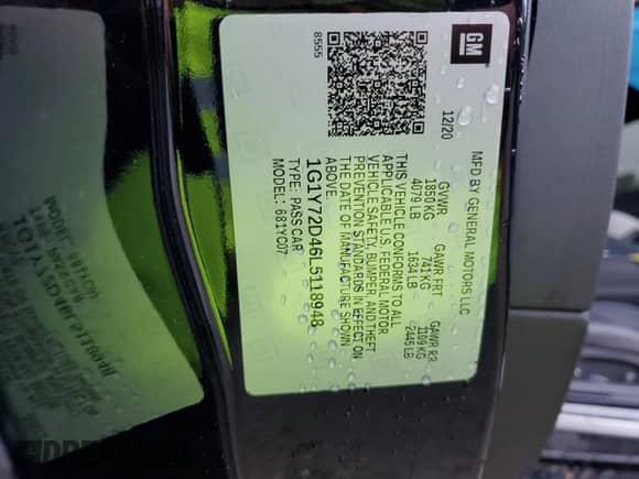 2020 Chevrolet Corvette 2LT with VIN 1G1Y72D46L5118948, listed as a Copart auction lot 80953945 with 7,016 mi miles and Salvage title. Bid and sale history available at DreamBid. Image 12.