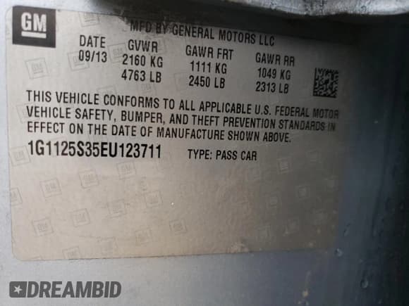 ✅ 2014 Chevrolet Impala LT • VIN: 1G1125S35EU123711 • Лот: 55174944. Опубликован ранее на Copart с пробегом 112 363 миль. Бесплатный доступ к архиву аукционных продаж из США и подробный отчёт об истории автомобиля на DreamBid. Изображение 13.