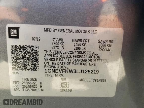 ✅ 2020 Chevrolet Traverse LS • VIN: 1GNEVFKW3LJ125219 • Lot: 69265804. Wystawiony na Copart z przebiegiem 131 024 mil. Bezpłatny archiwum sprzedaży aukcyjnych z USA i szczegółowy raport historii pojazdu na DreamBid. Zdjęcie 13.