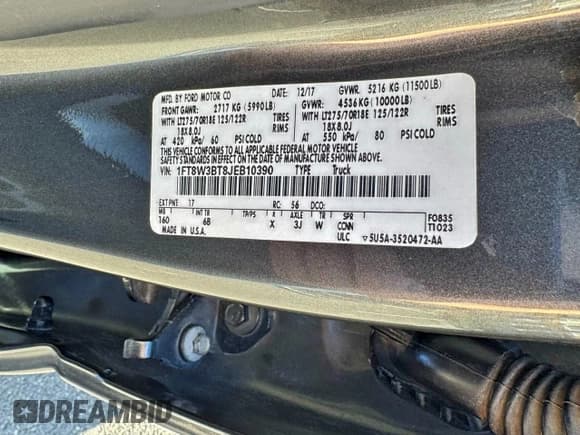 ✅ 2018 Ford F-350 XL • VIN: 1FT8W3BT8JEB10390 • Лот: 97057925. Опубликован ранее на Copart с пробегом 186 099 миль. Бесплатный доступ к архиву аукционных продаж из США и подробный отчёт об истории автомобиля на DreamBid. Изображение 10.