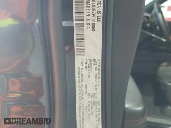 ✅ 2023 Dodge Durango GT • VIN: 1C4RDJDG7PC618868 • Lot: 71443725. Listed on Copart with 42,332 mi. Free auction sales archive from the USA and detailed vehicle history report at DreamBid. Image 14.