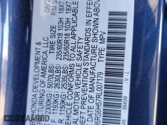 ✅ 2024 Honda CR-V Sport • VIN: 5J6RS6H57RL007179 • Лот: 91849535. Опубликован ранее на Copart с пробегом 26 242 миль. Бесплатный доступ к архиву аукционных продаж из США и подробный отчёт об истории автомобиля на DreamBid. Изображение 13.