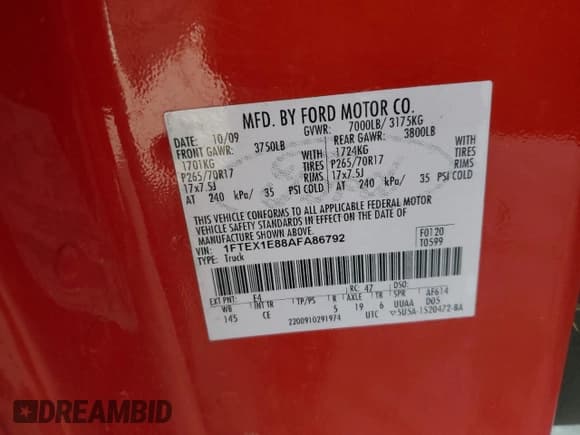 ✅ 2010 Ford F-150 XL • VIN: 1FTEX1E88AFA86792 • Lot: 51910125. Listed on Copart with 136,204 mi. Free auction sales archive from the USA and detailed vehicle history report at DreamBid. Image 13.