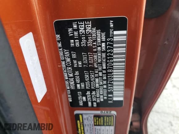 ✅ 2013 Hyundai Santa Fe Sport • VIN: 5XYZU3LB7DG123773 • Лот: 92353935. Опубликован ранее на Copart с пробегом 280 339 миль. Бесплатный доступ к архиву аукционных продаж из США и подробный отчёт об истории автомобиля на DreamBid. Изображение 12.