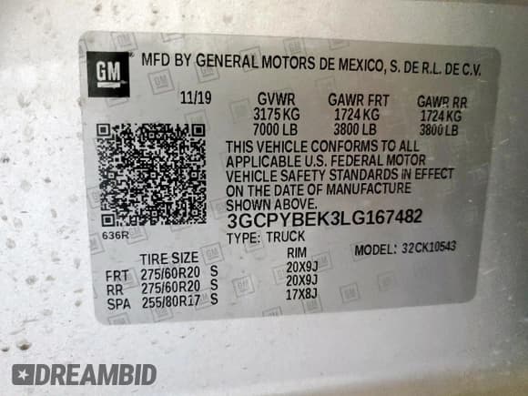 ✅ 2020 Chevrolet Silverado 1500 Custom • VIN: 3GCPYBEK3LG167482 • Lot: 84585335. Listed on Copart with 73,964 mi. Free auction sales archive from the USA and detailed vehicle history report at DreamBid. Image 13.